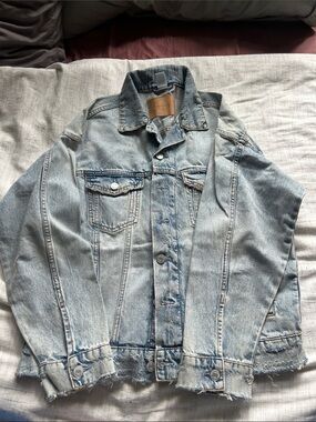 Light Blue Distressed Oversized Denim Jacket
